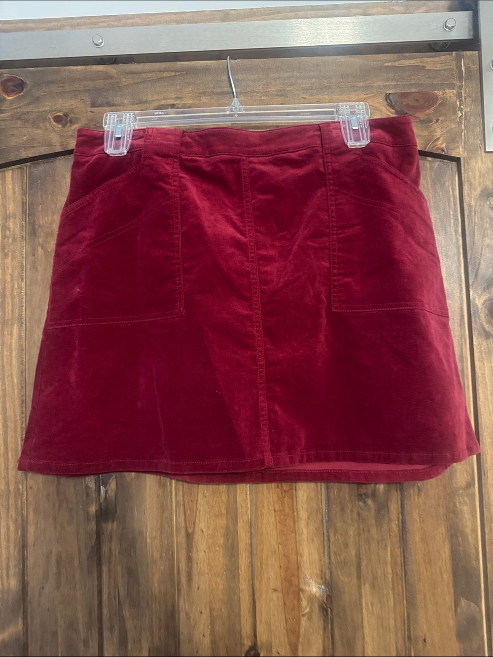Maison Jules Corduroy Mini Skirt in Burgundy